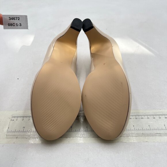 miss left Nude Low Platform Chunky High Heel Slip On Closed Round Toe Pump Elega